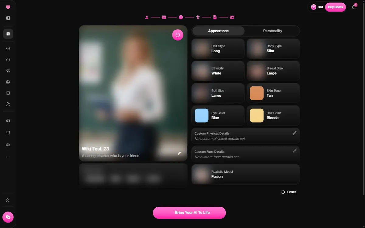 Die Vorschau vor dem Erstellen mit Zusammenfassung des Aussehens, dem Modell Fusion und Bring Your AI To Life